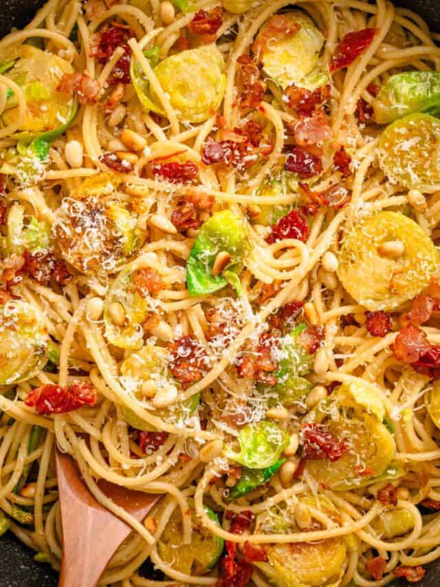 Brussels Sprouts Spaghetti Pasta.