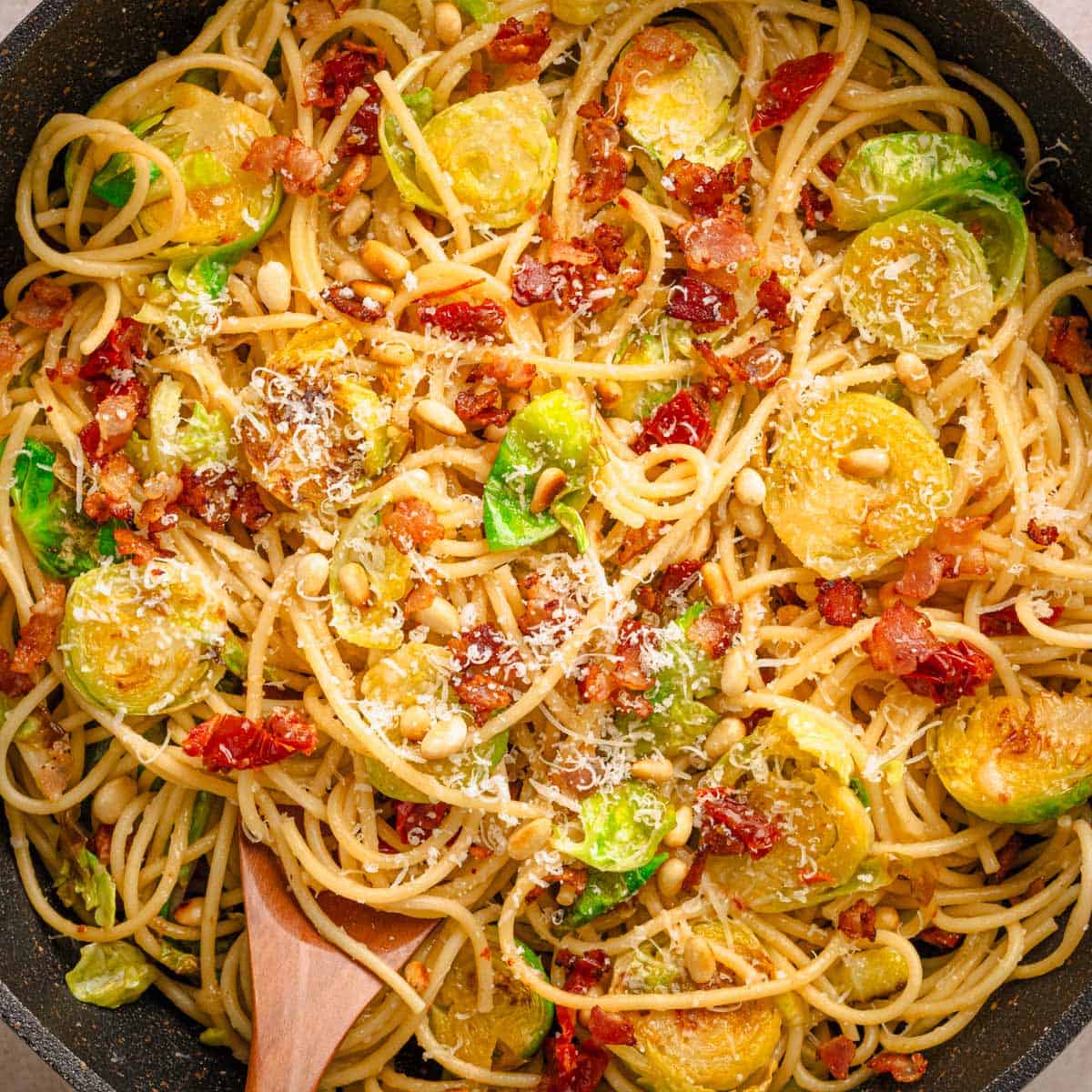 Brussels Sprouts Spaghetti Pasta.