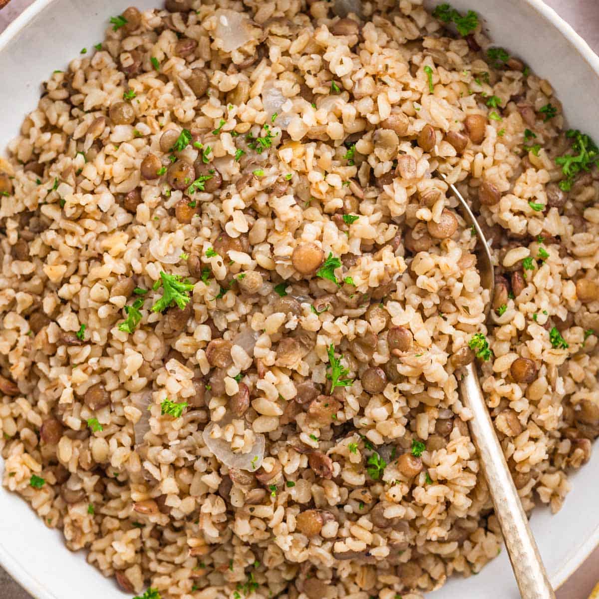 Weeknight Bulgur Pilaf (With Lentils and No Tomato Sauce!)