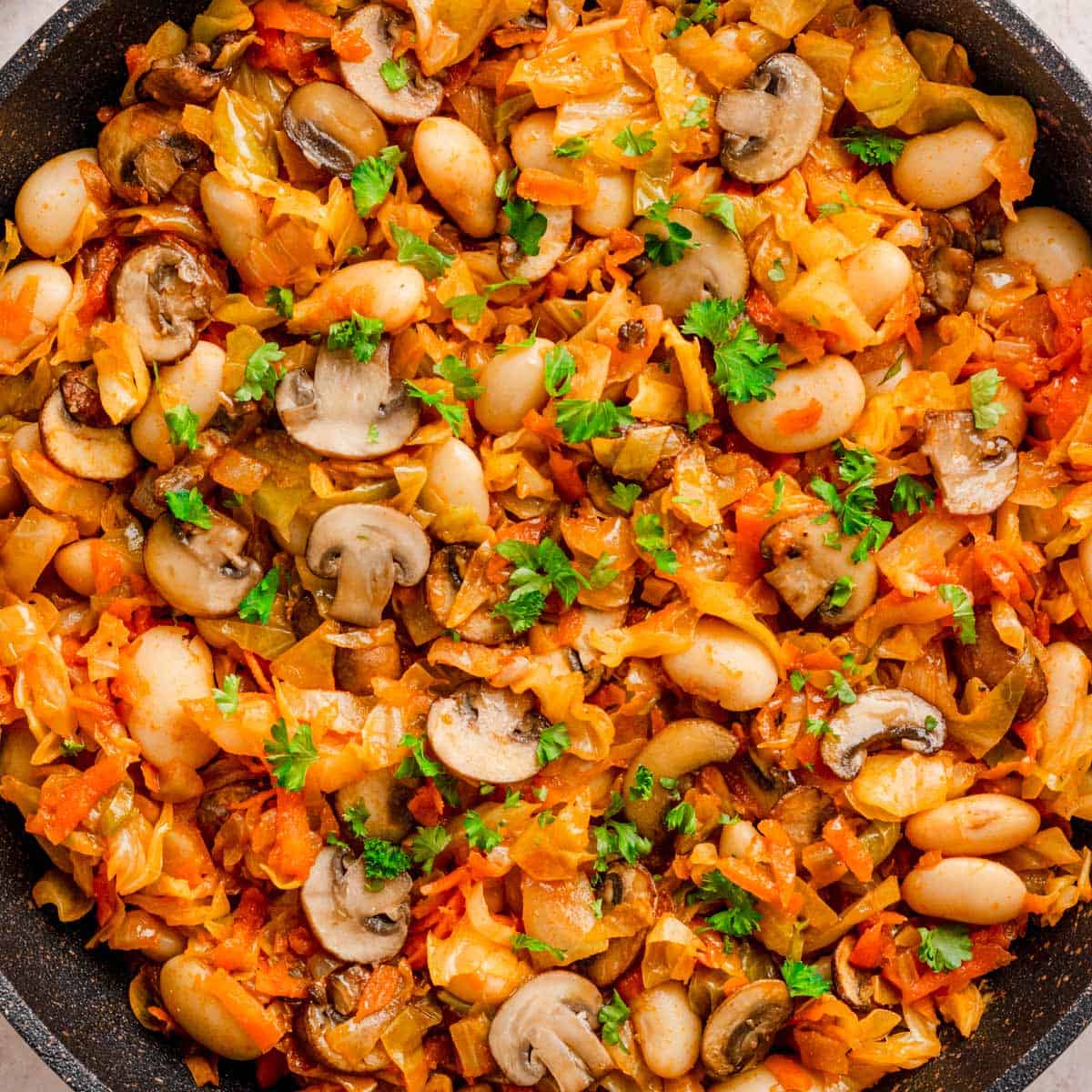 Cabbage and Beans skillet dinner.