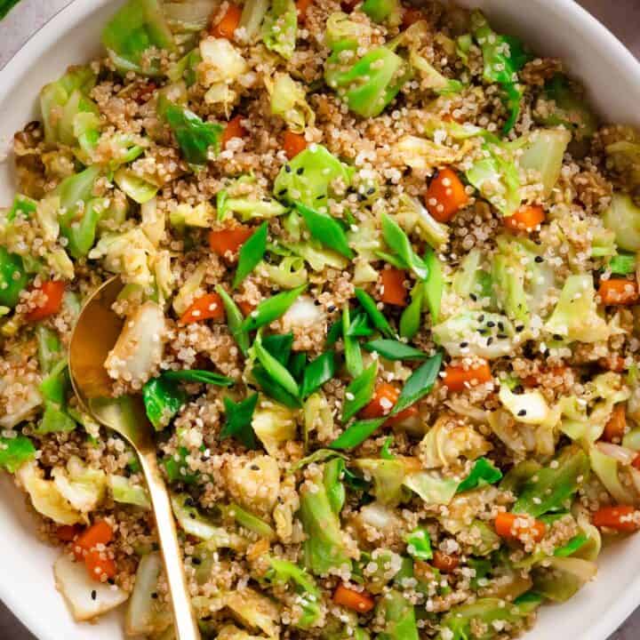 cabbage and quinoa stir fry