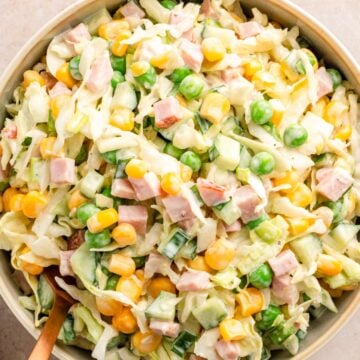 Cabbage, Corn and Ham Salad.