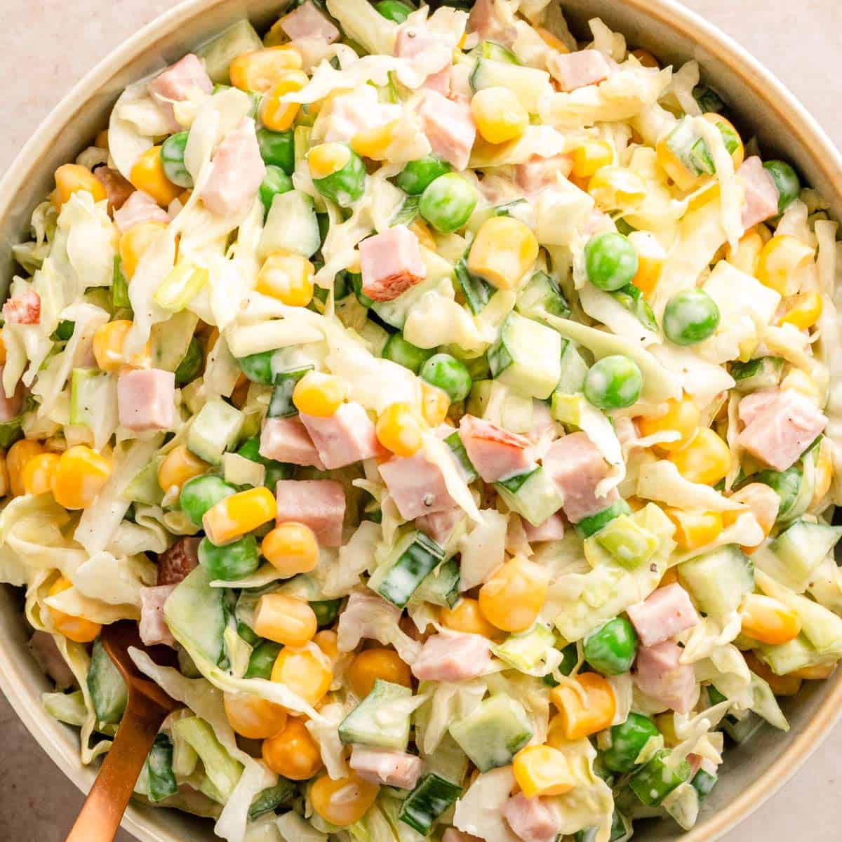 Cabbage, Corn and Ham Salad.