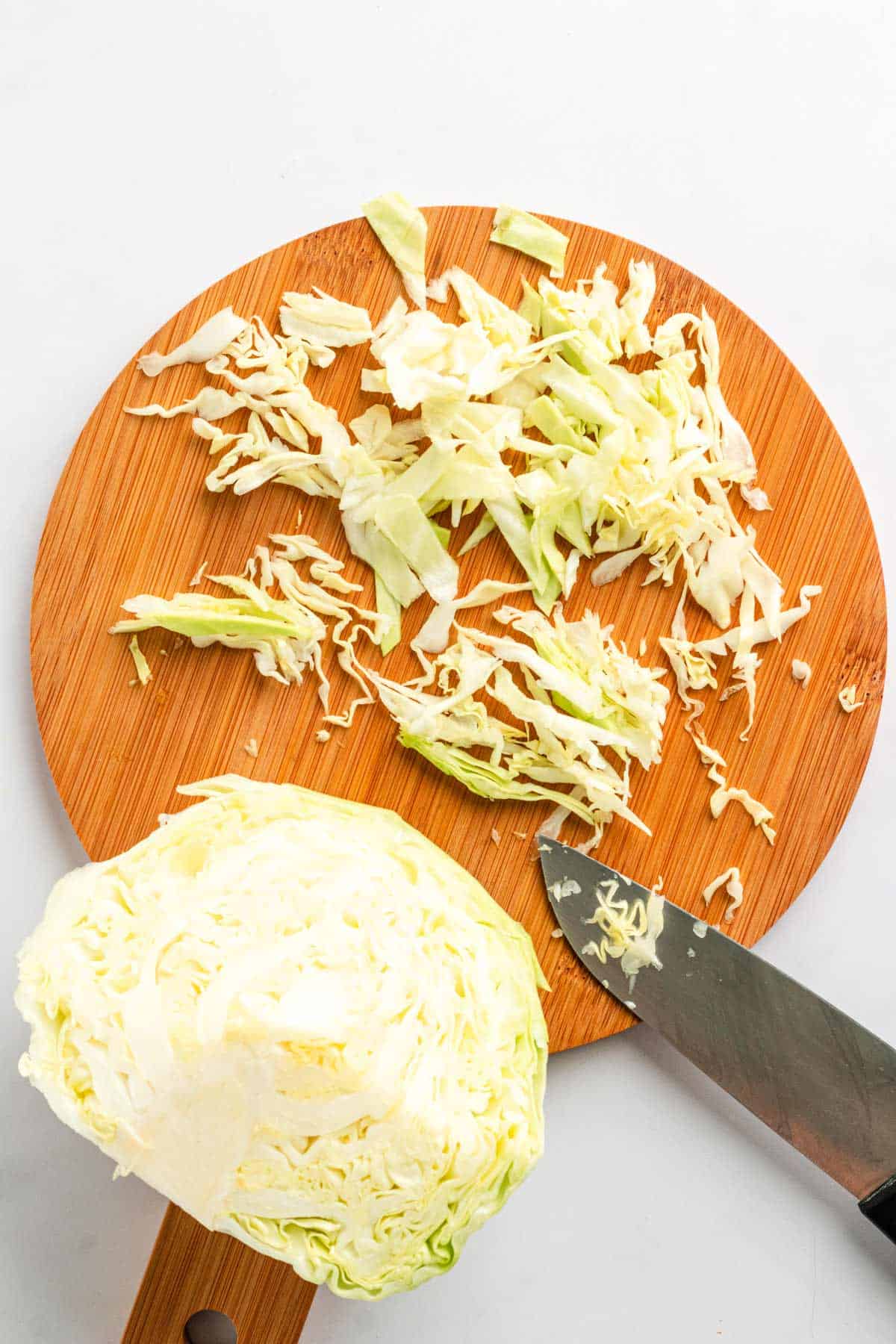 Slicing Cabbage for salad.