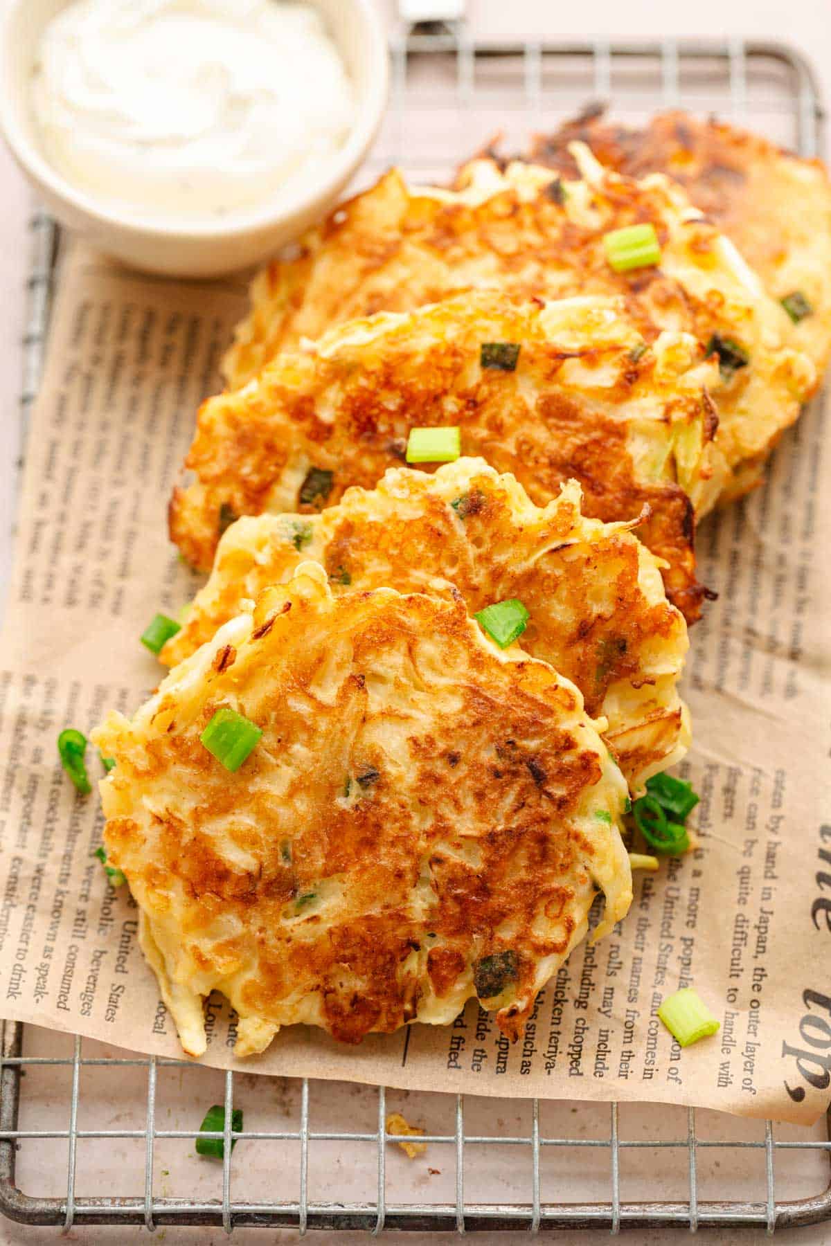 Savory cabbage pancakes.