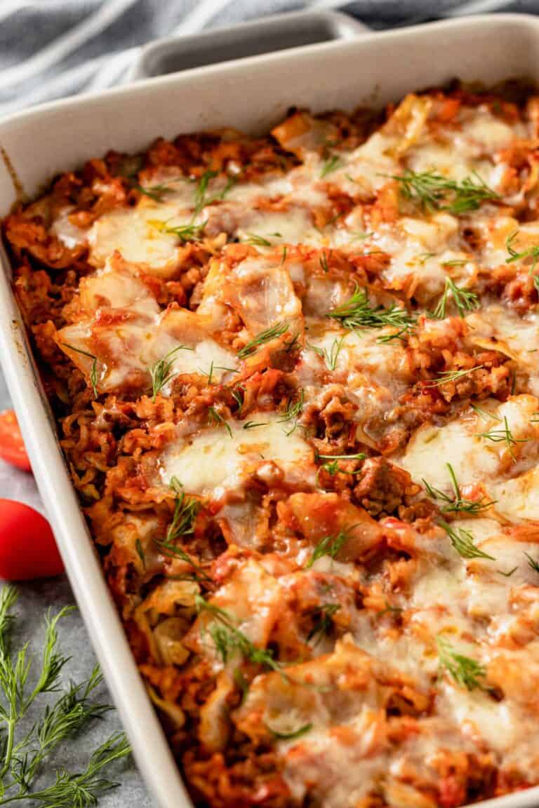 Lazy Cabbage Roll Casserole With Ground Beef - The Yummy Bowl