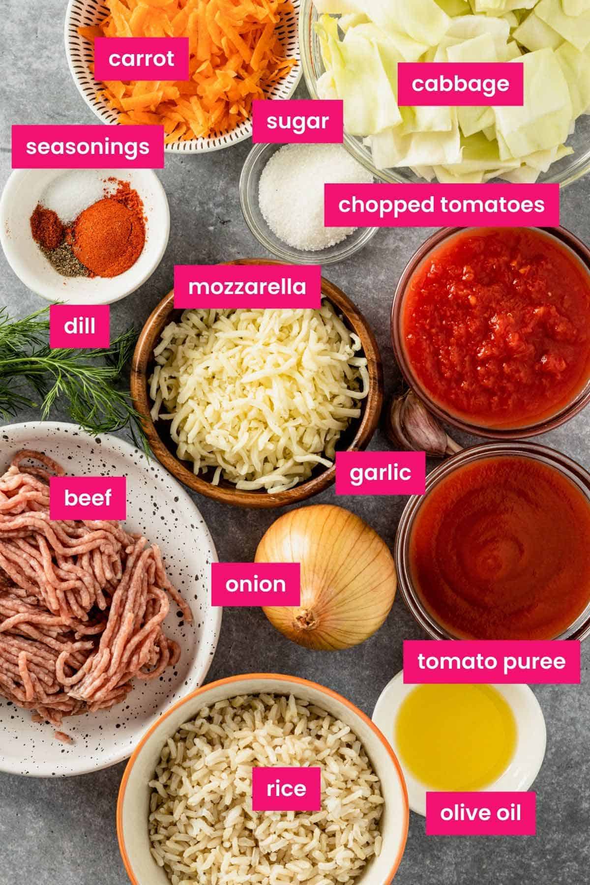 ingredients for cabbage roll casserole