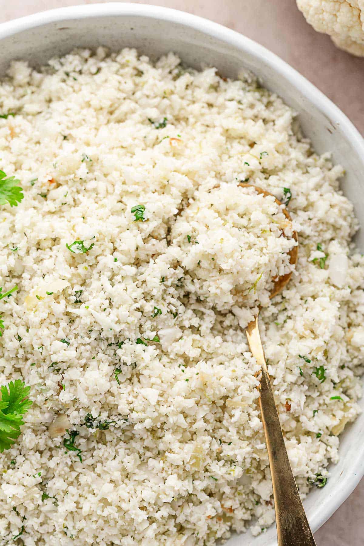 cauliflower rice with cilantro.