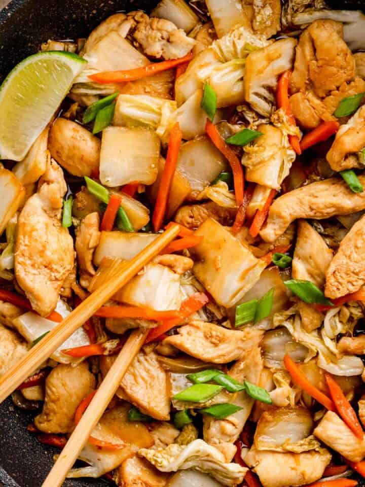 chicken and cabbage stir fry.