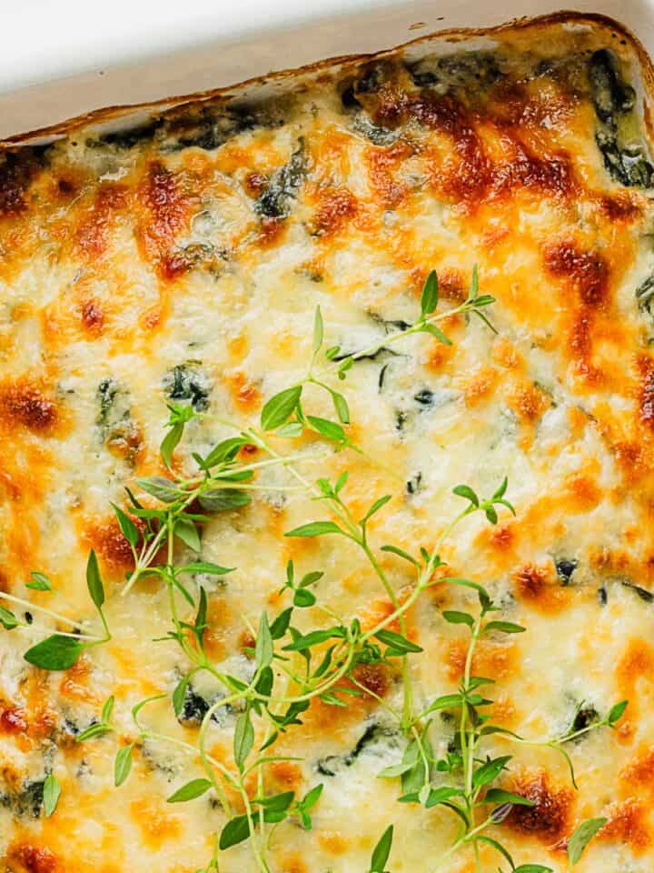 cheesy creamy chicken spinach casserole.