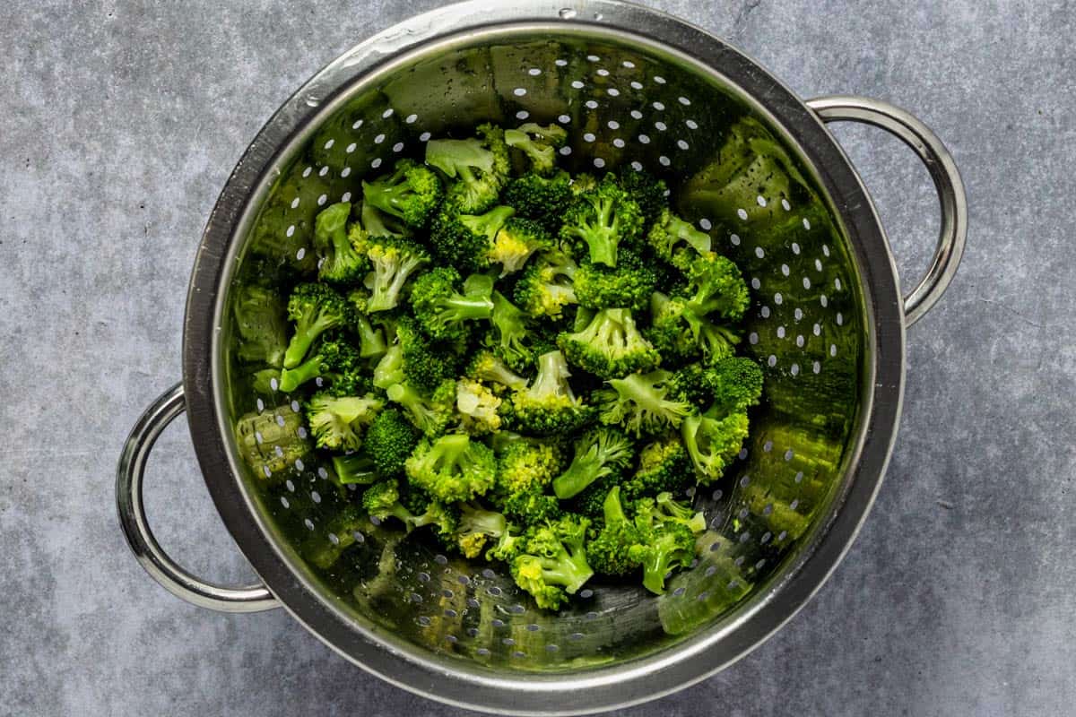 broccoli in strainer