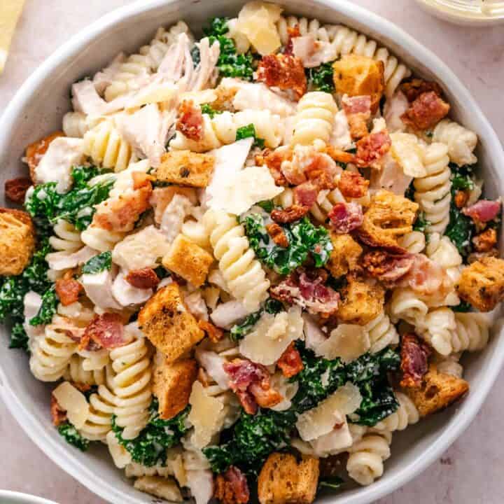 Chicken Caesar Pasta Salad Bowl.
