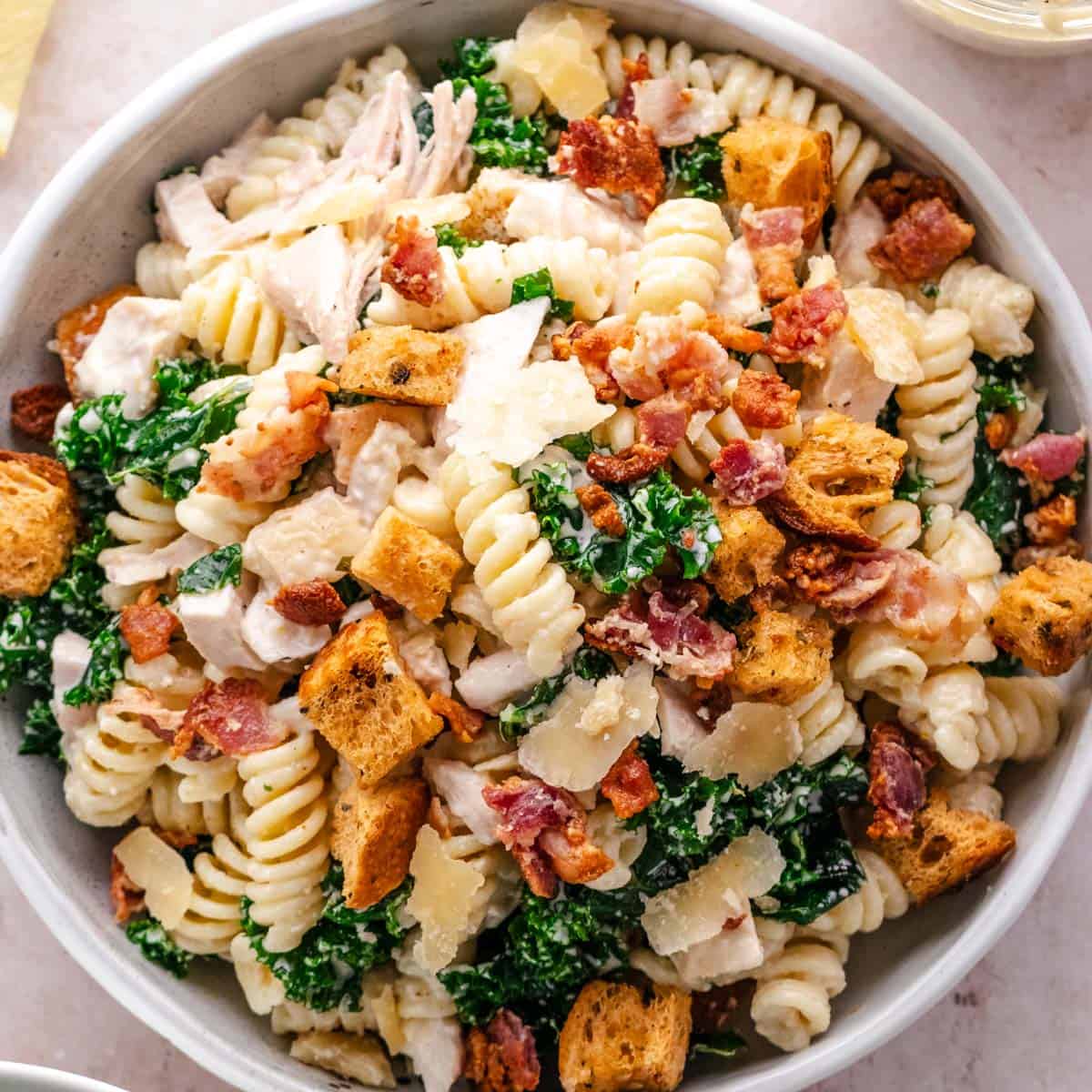 Chicken Caesar Pasta Salad Bowl.