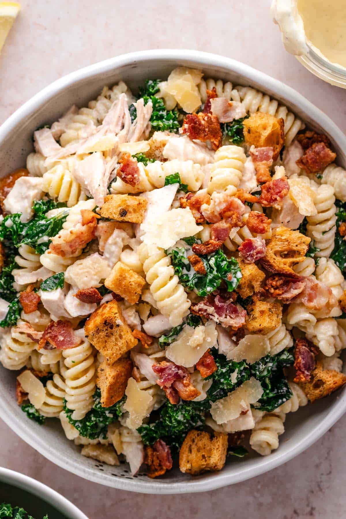 Bacon Chicken Caesar Pasta Salad Bowl.