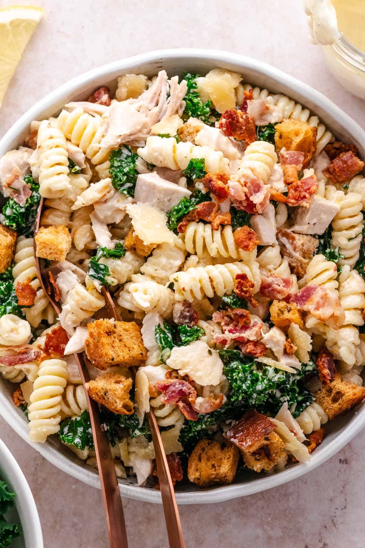 Chicken Caesar Pasta Salad Bowl.
