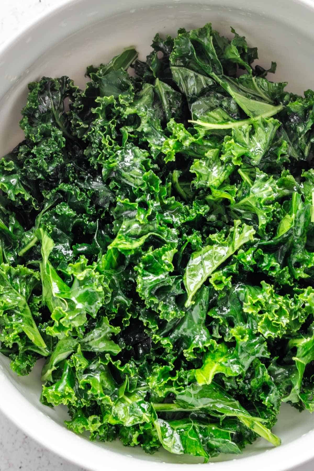 kale leaves with olive oil and lemon jucie.