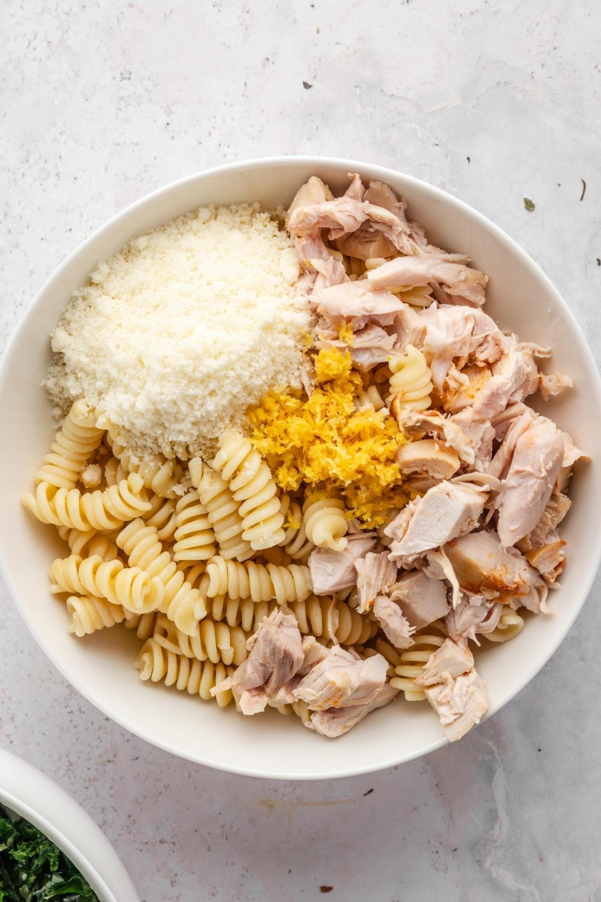 ingredients for chicken caesar pasta salad.