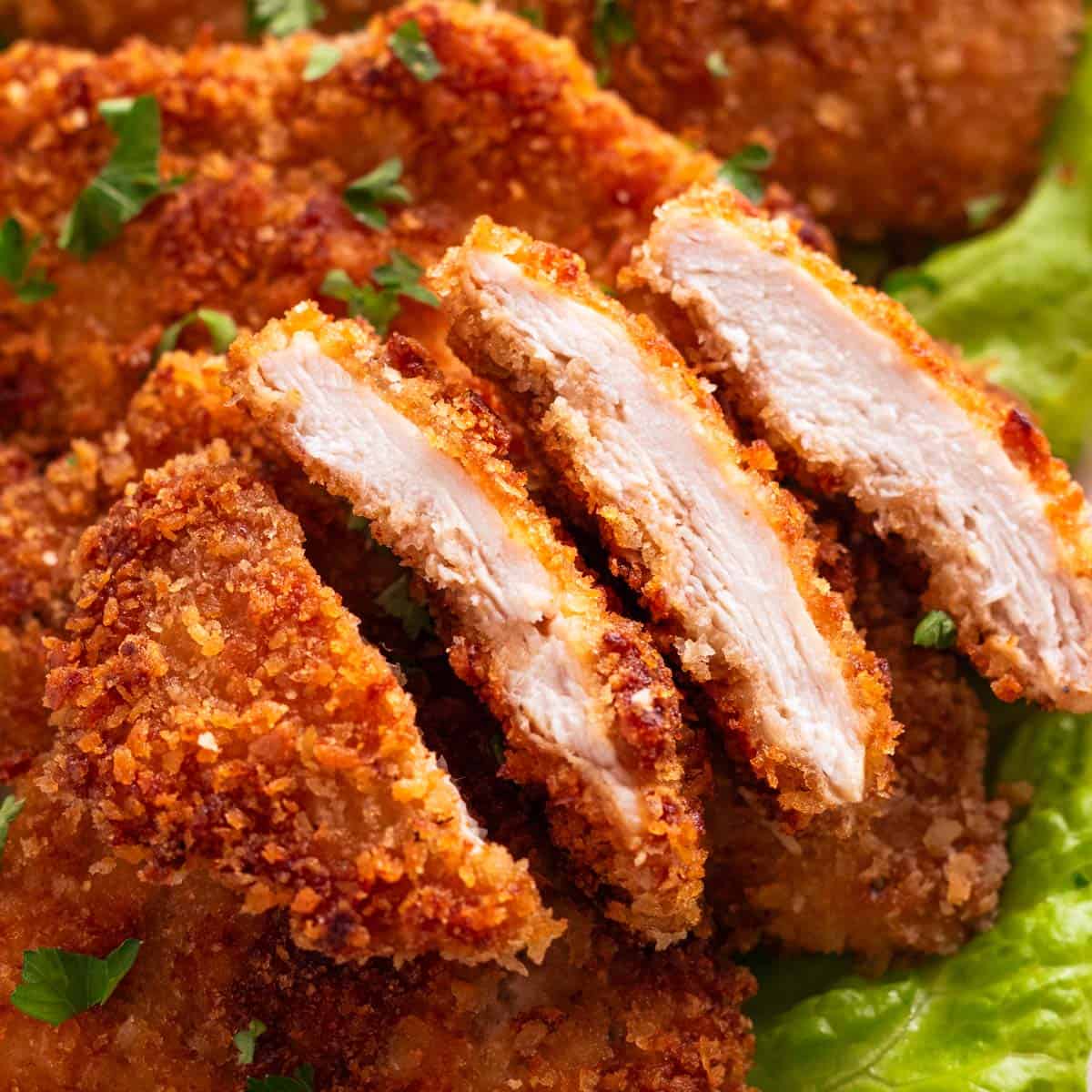 Crispy chicken cutlets.