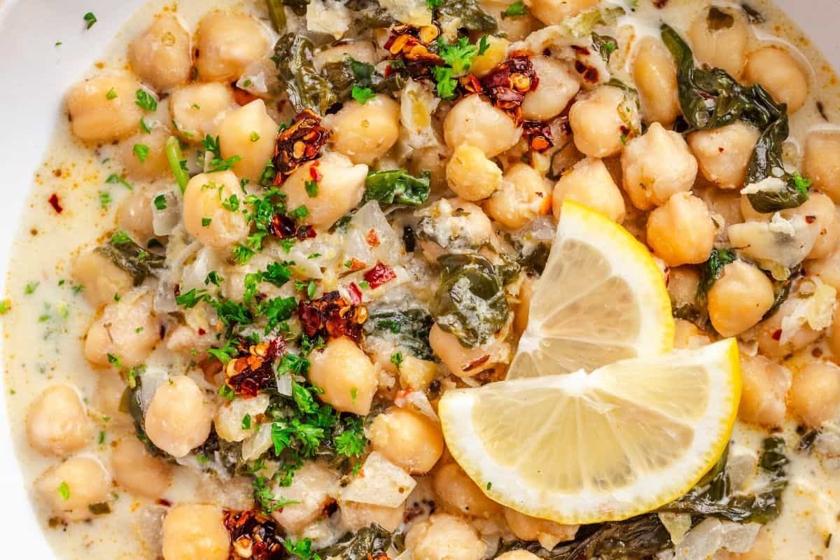Creamy Chickpea lemon soup.
