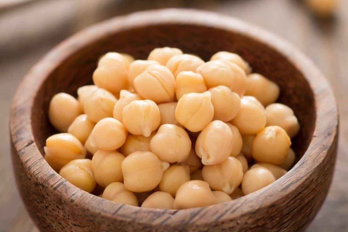 a bowl of chickpeas.