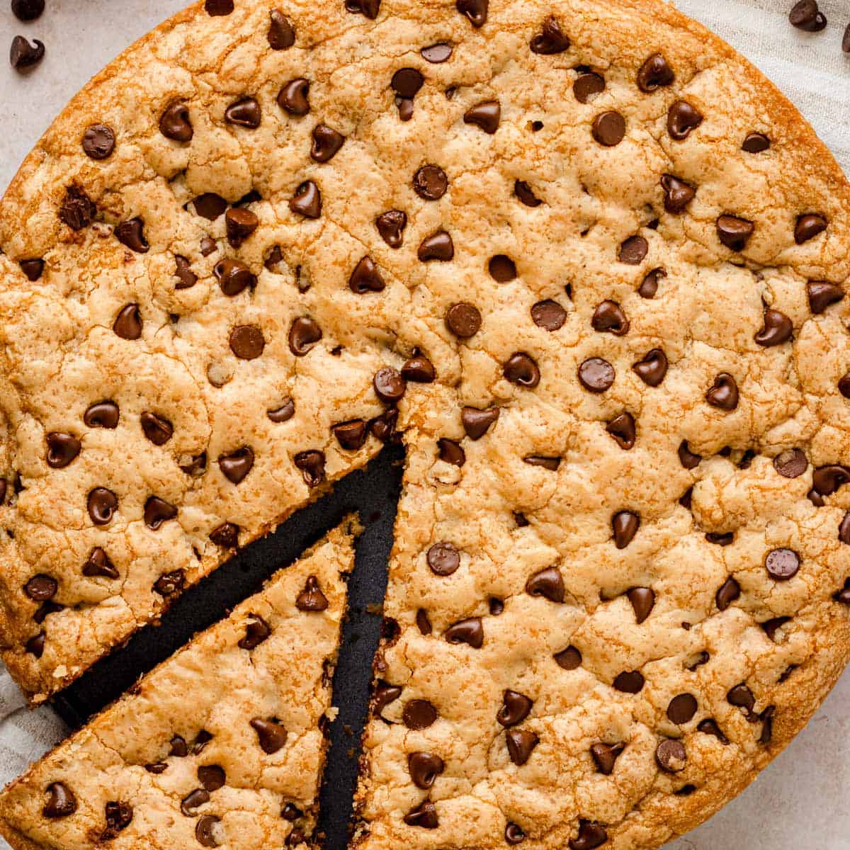 Gooey chocolate chip cookie pie.