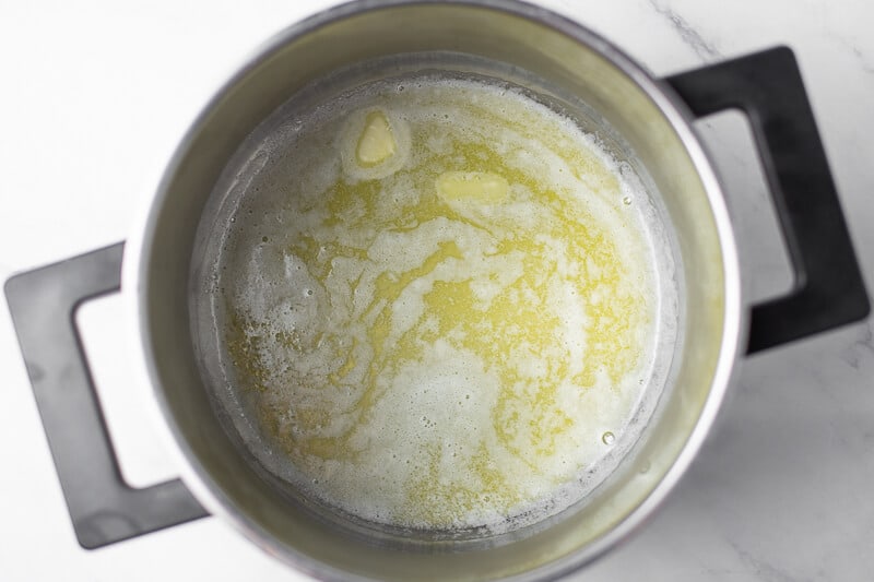 butter melting in a pot for cream of chicken soup