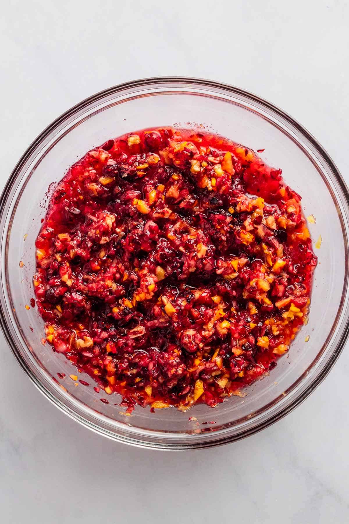 blended cranberry relish in food processor.