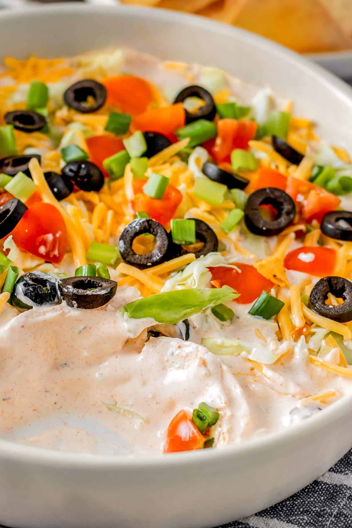 cream cheese taco dip with tortilla chips