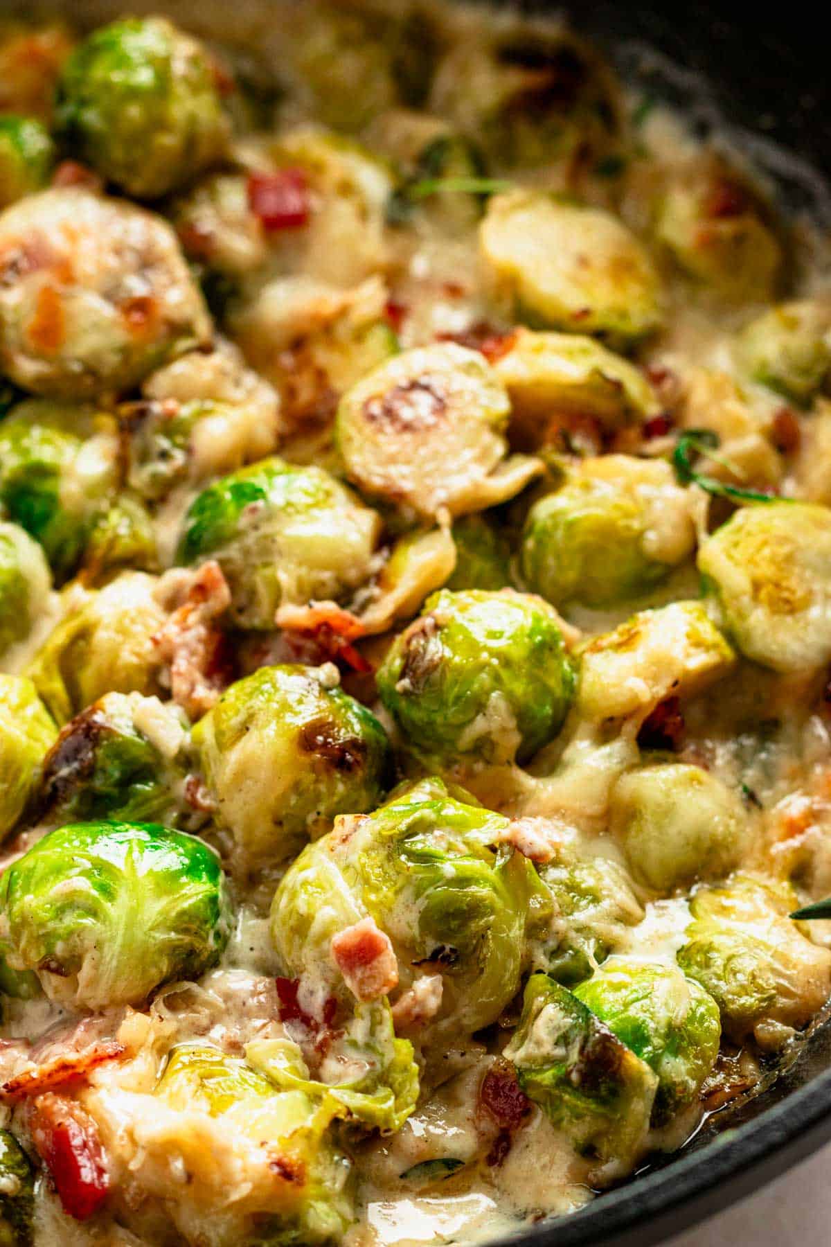 creamy brussel sprouts with bacon.