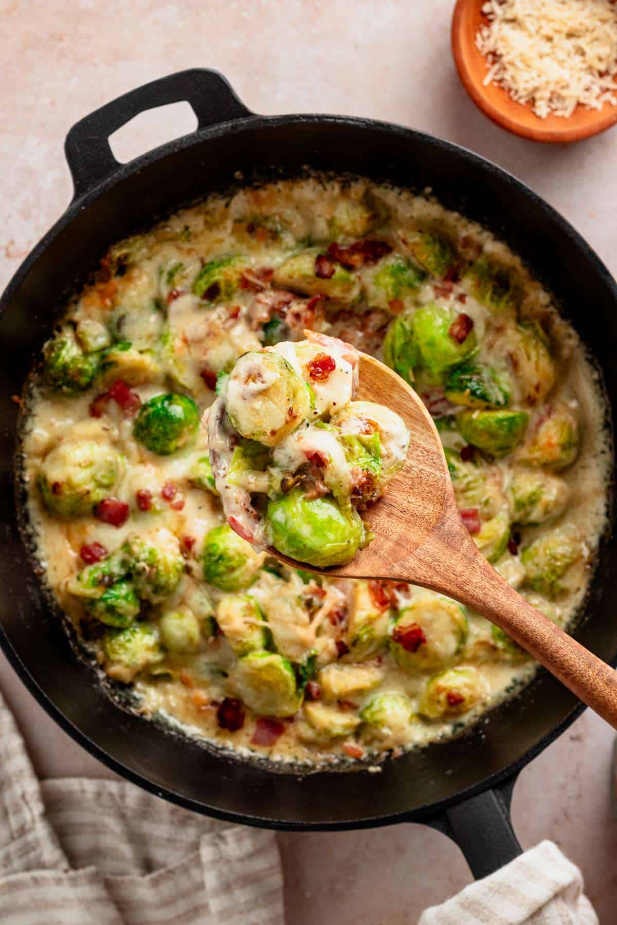 creamy brussel sprouts with bacon.