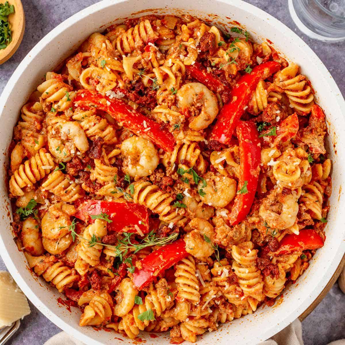 Creamy Cajun Shrimp Pasta with Sausage [theyummybowl.com]