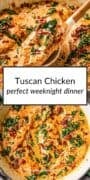 creamy chicken tuscan in skillet