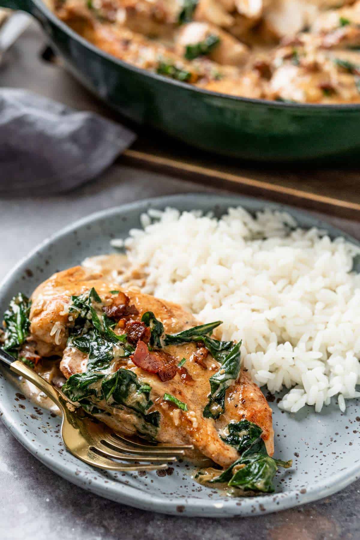 creamy chicken tuscan served with rice