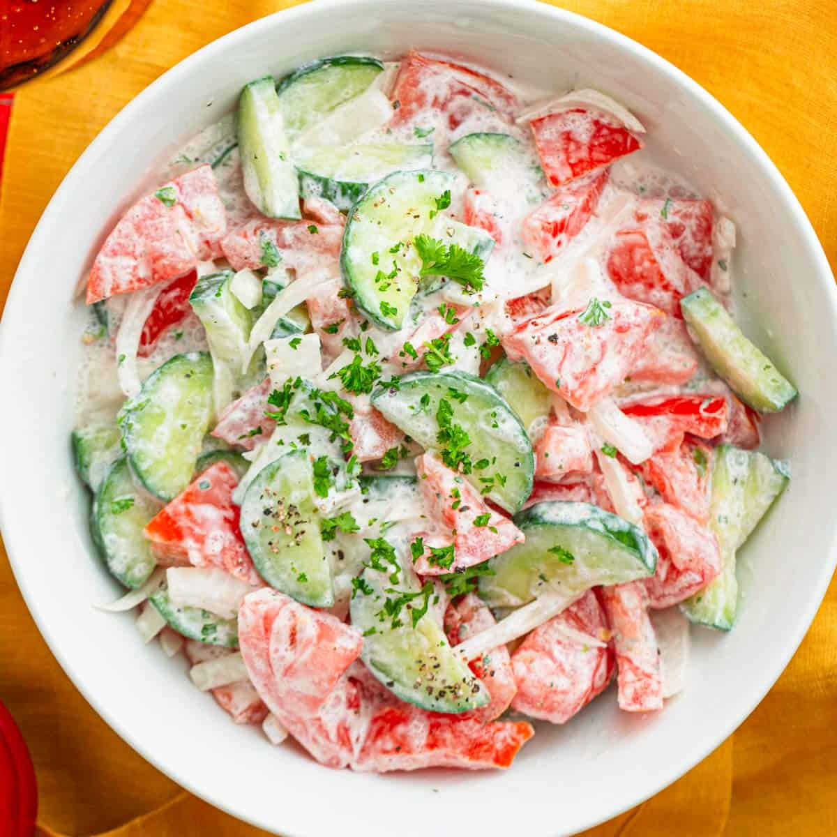 Creamy Cucumber Tomato Salad