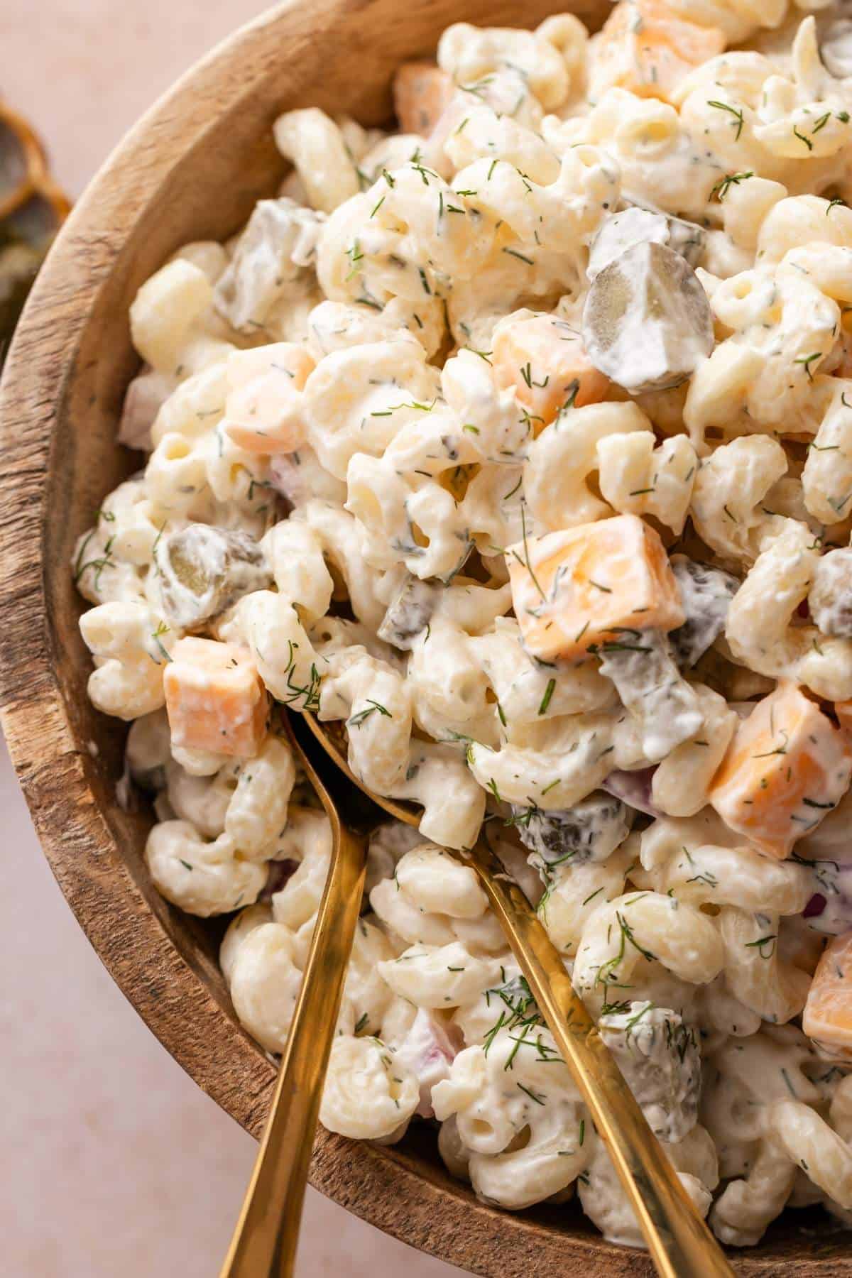 Creamy Pasta Salad with cheese.