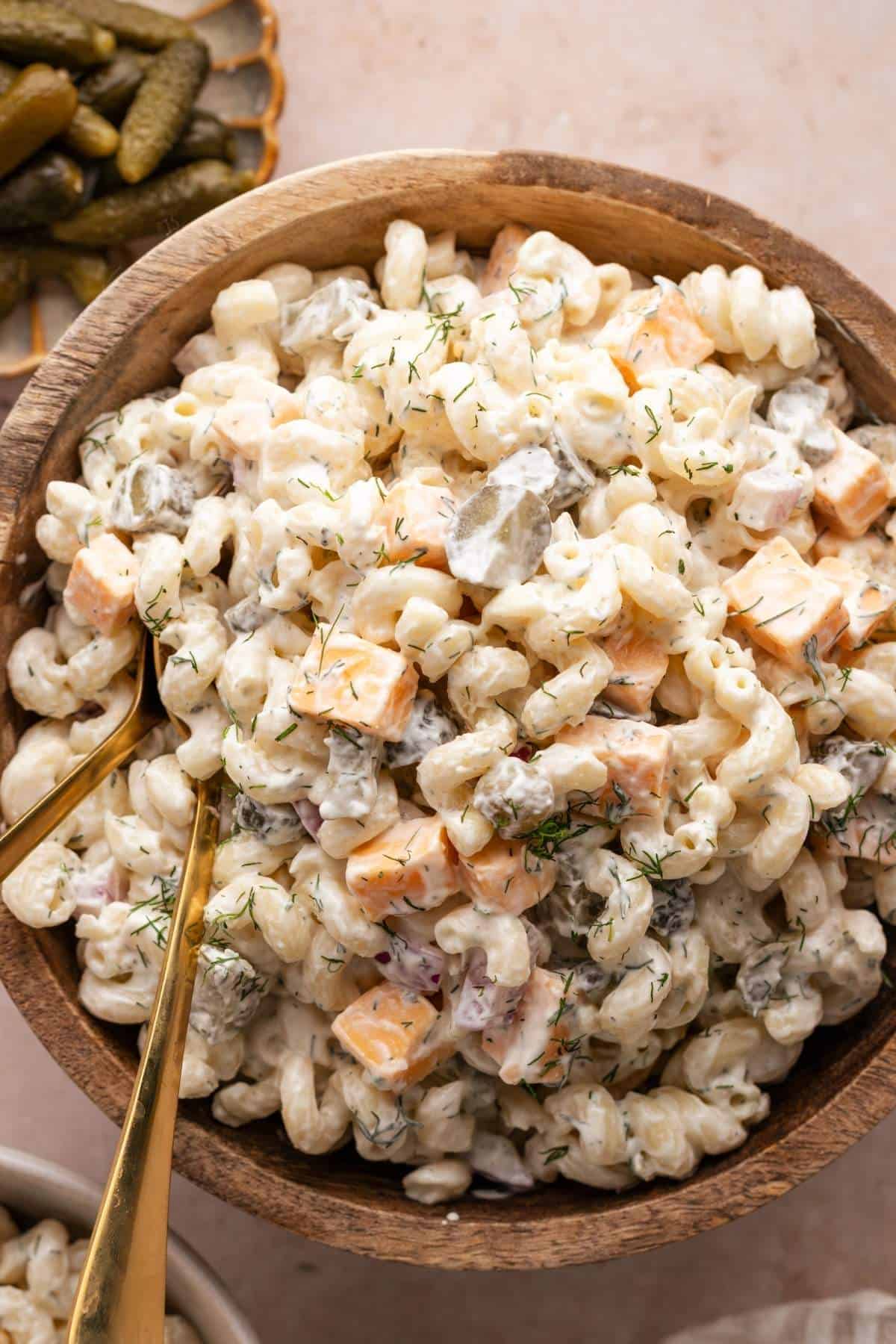 Creamy Pasta Salad with cheese.