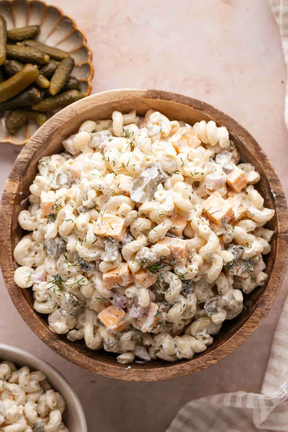 Creamy Pasta Salad with cheese.