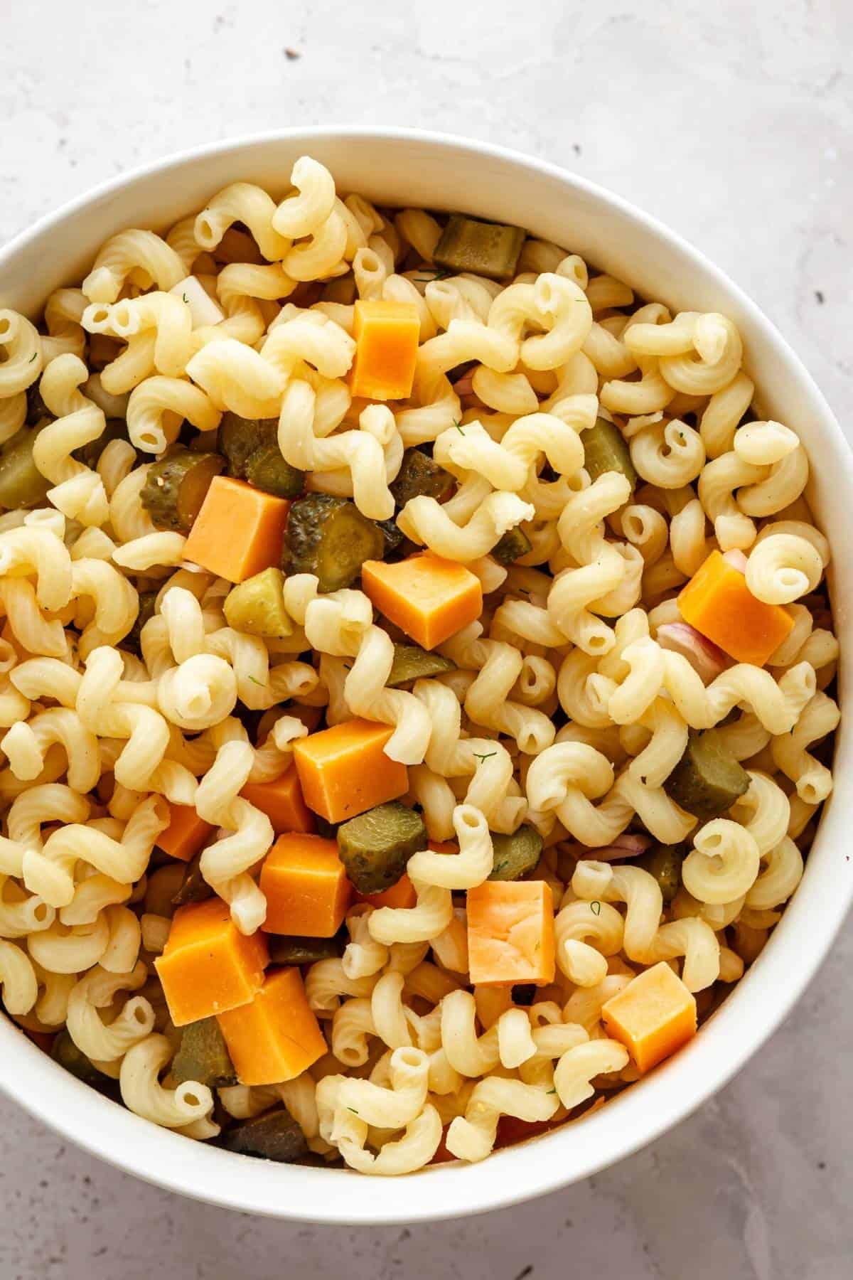 Creamy Pasta Salad with cheese.