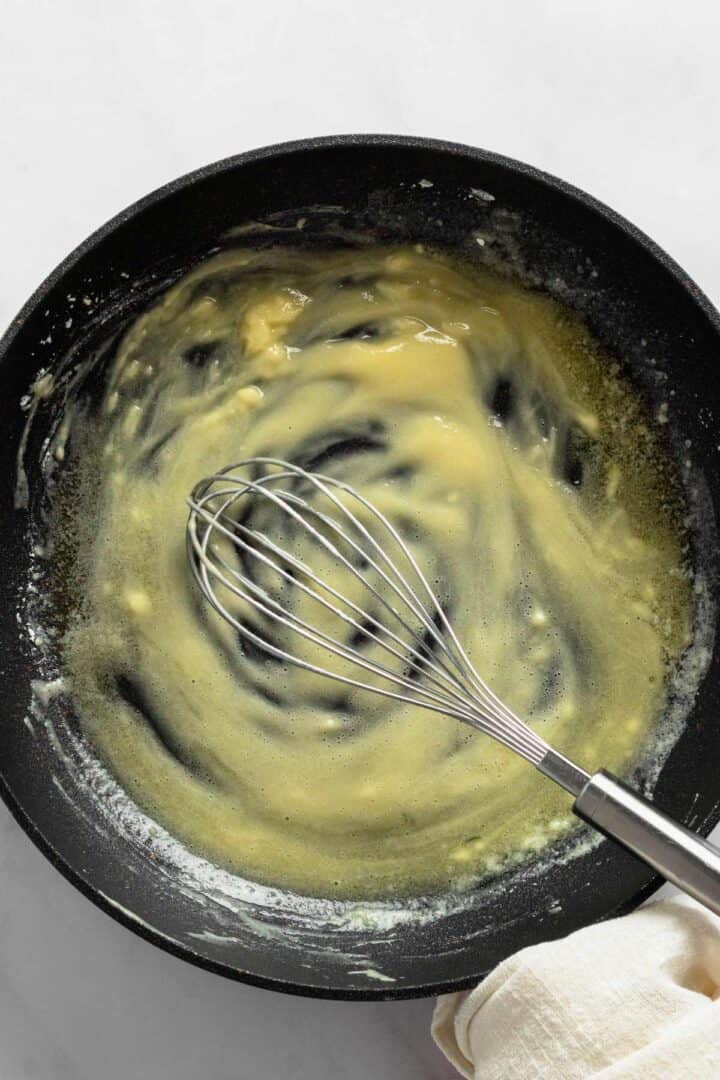 making roux in skillet.