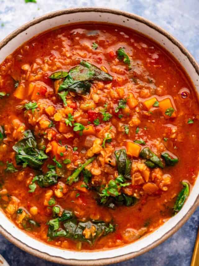 a bowl of red lentil stew.