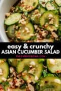crunchy cucumber salad with peanuts in a bowl
