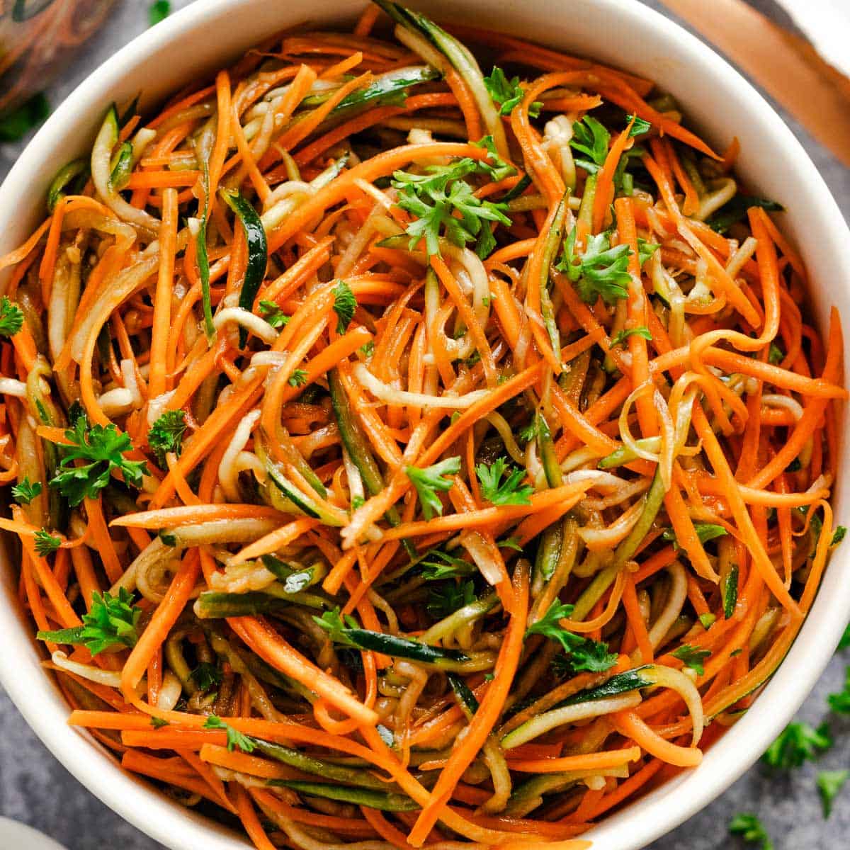 crunchy cucumber carrot salad with zucchini.