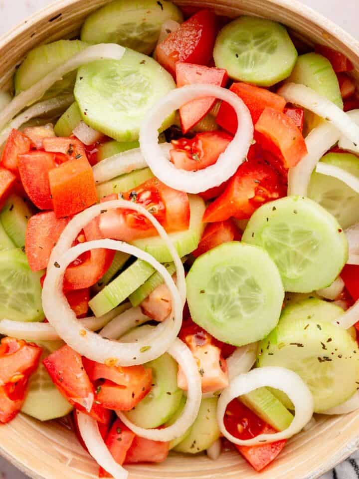 marinated cucumber tomato onion salad.