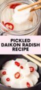 pickled daikon in a jar