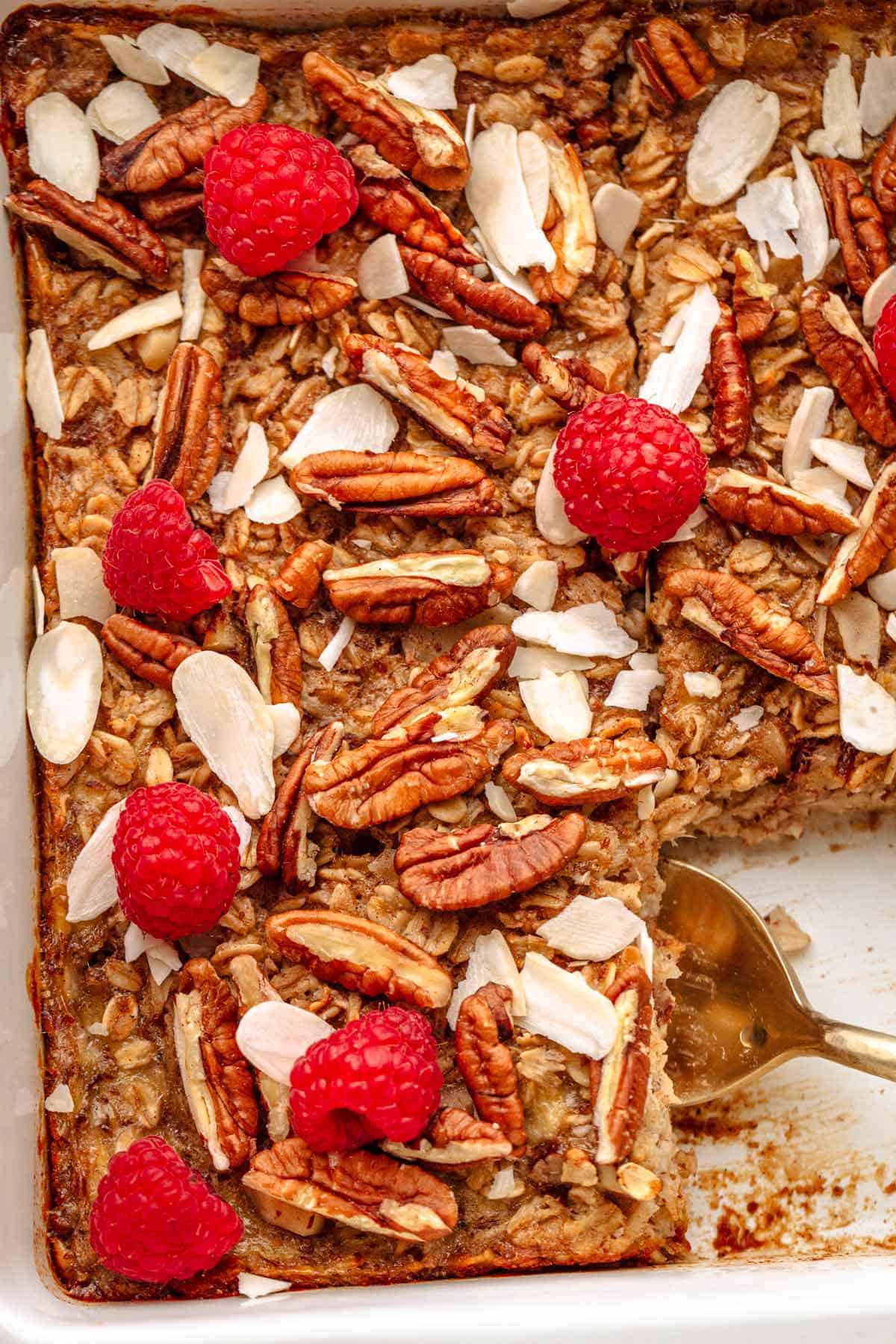 Easy baked oatmeal with nuts.