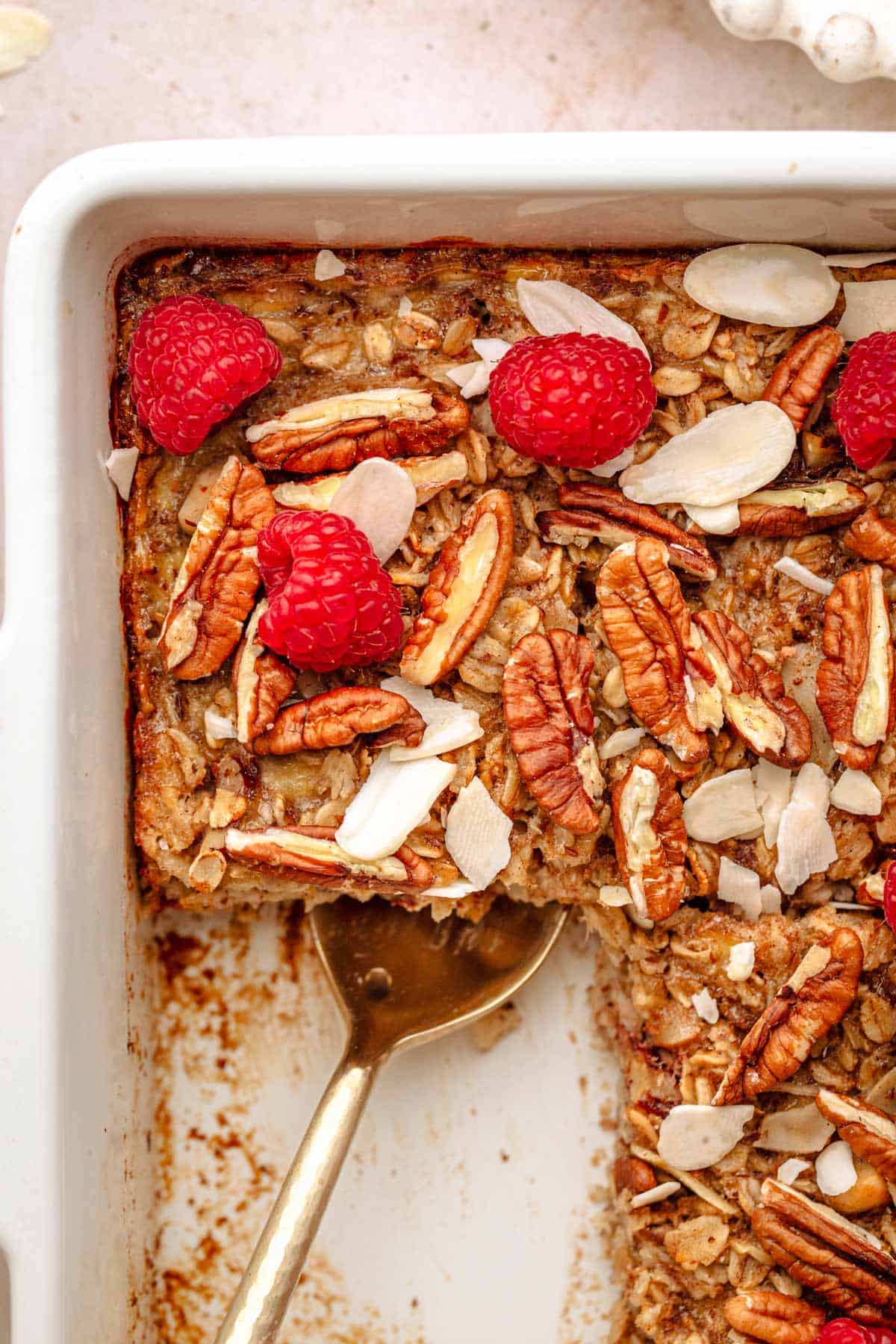 Easy baked oatmeal with nuts.