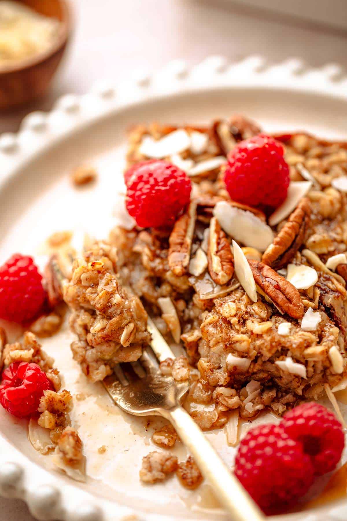 Easy baked oatmeal with nuts.