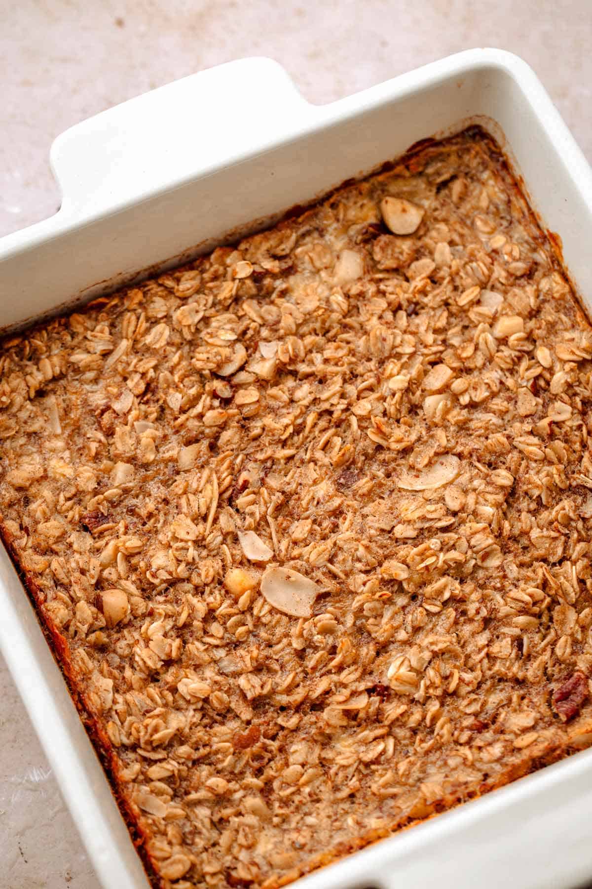 Easy baked oatmeal with nuts.