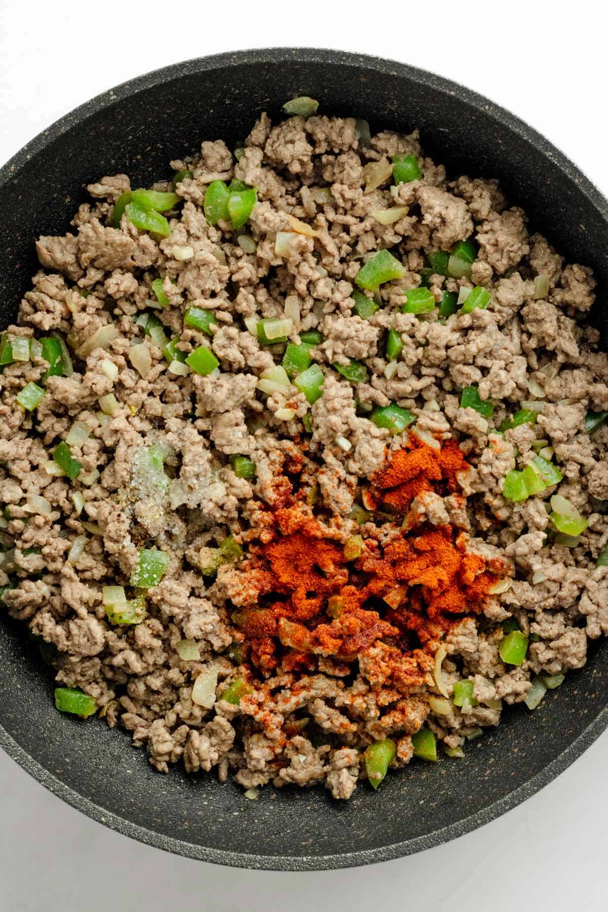 saute beef with seasonings.