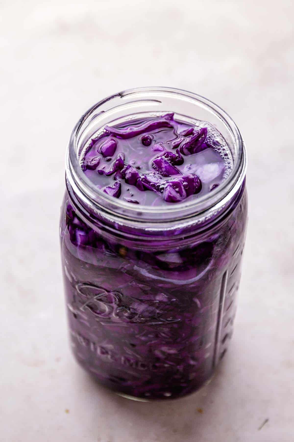 a jar of Fermented Red Cabbage.
